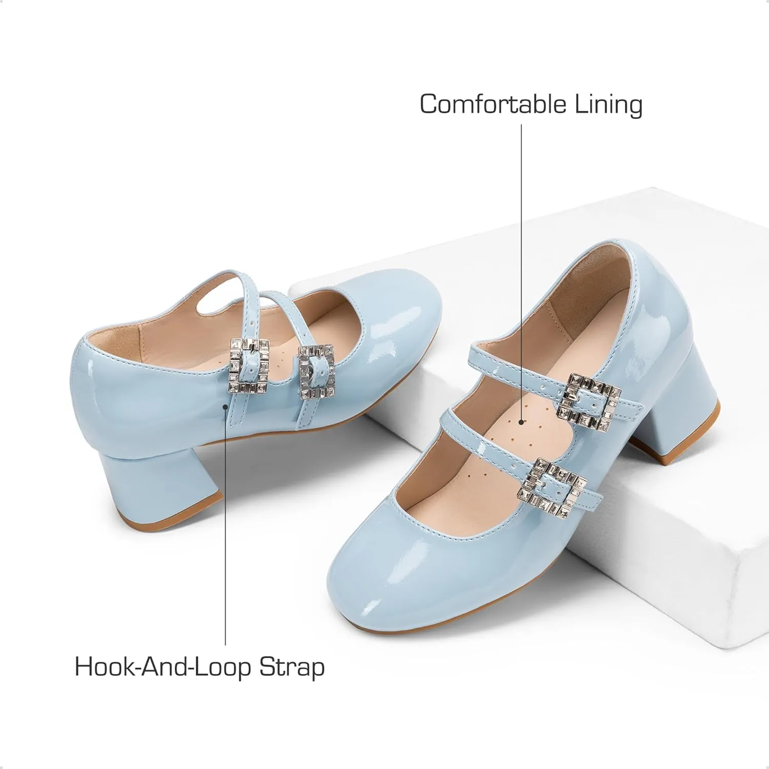 DREAM PAIRS Girls Dress Shoes Mary Jane Double Straps High Heel Easter Wedding Party Church Princess Communion Pumps for Little/Big Kids