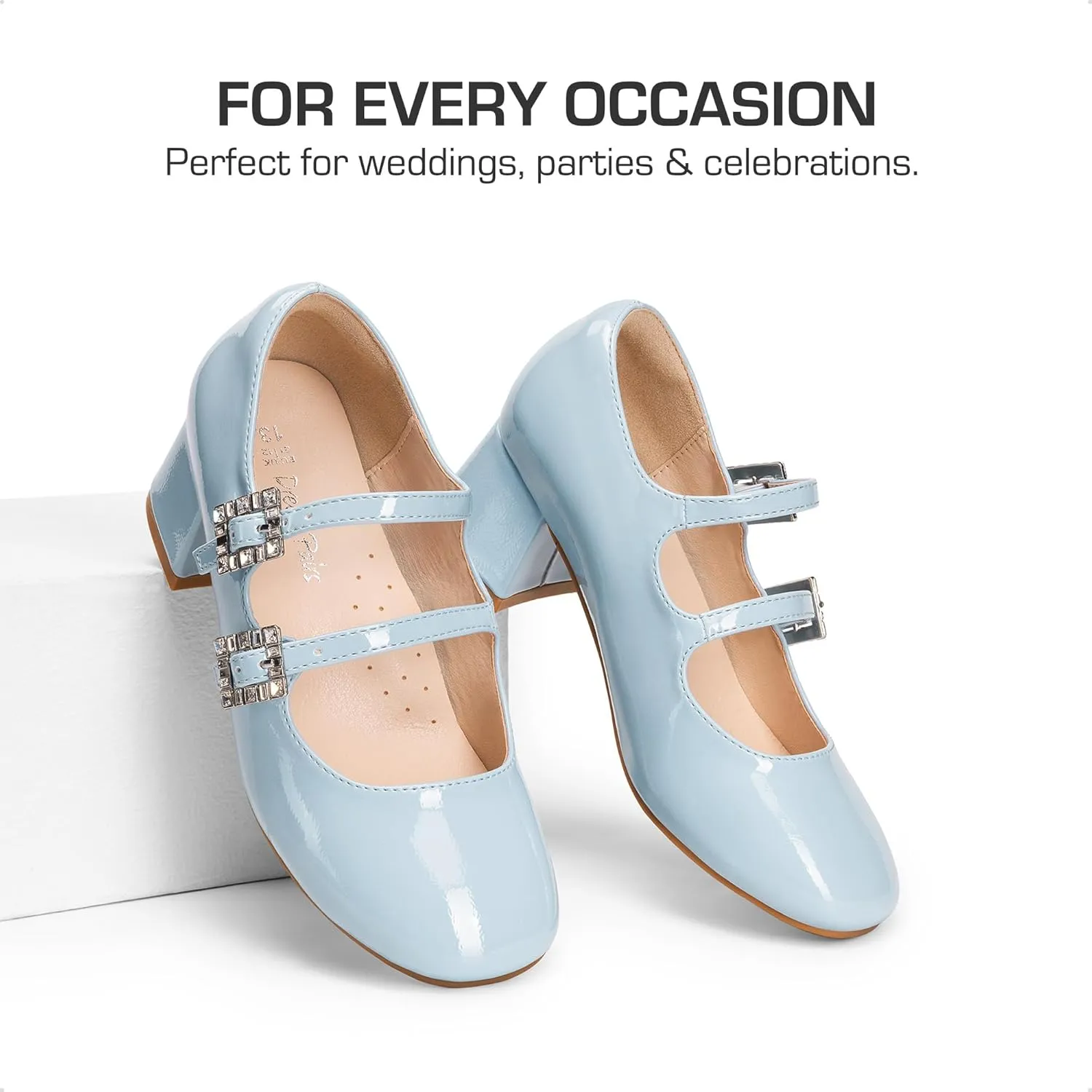 DREAM PAIRS Girls Dress Shoes Mary Jane Double Straps High Heel Easter Wedding Party Church Princess Communion Pumps for Little/Big Kids