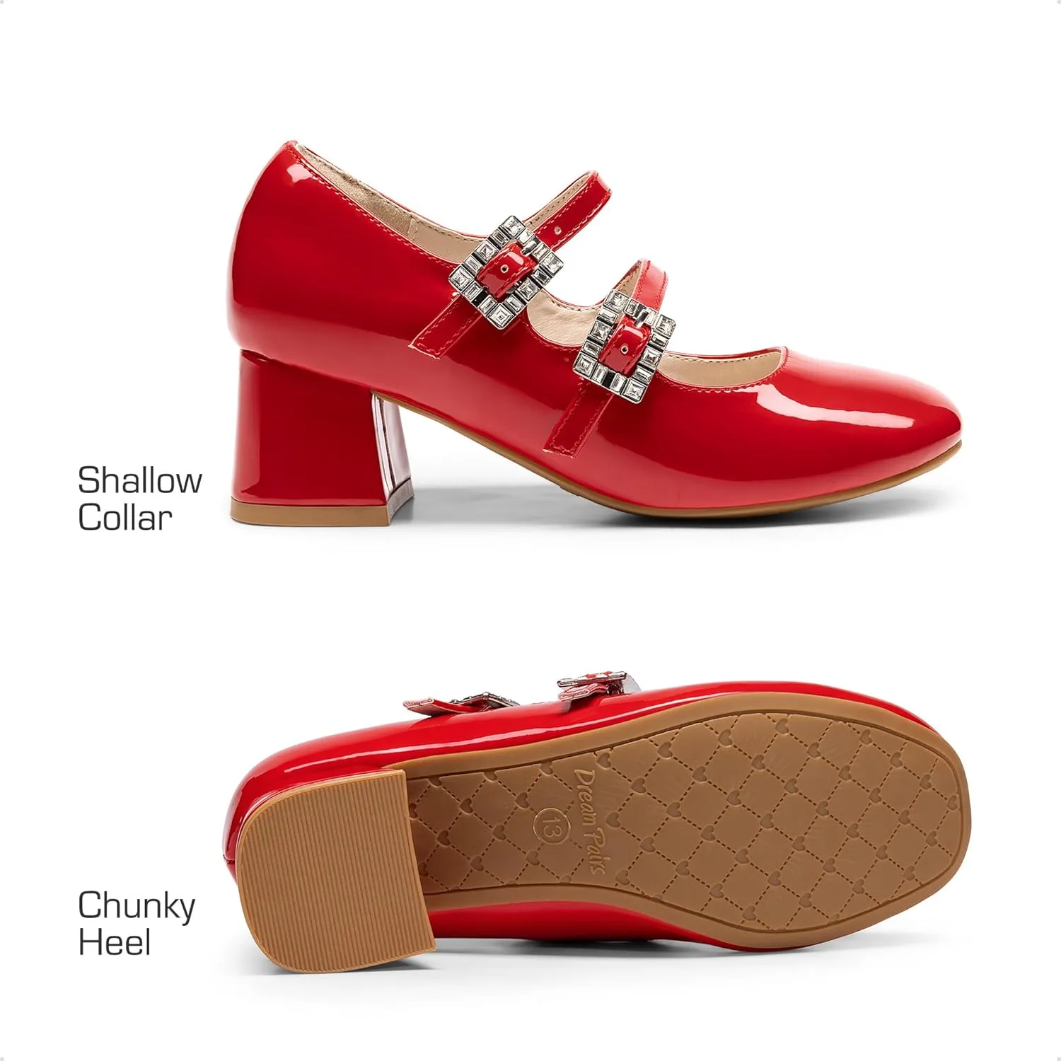 DREAM PAIRS Girls Dress Shoes Mary Jane Double Straps High Heel Easter Wedding Party Church Princess Communion Pumps for Little/Big Kids