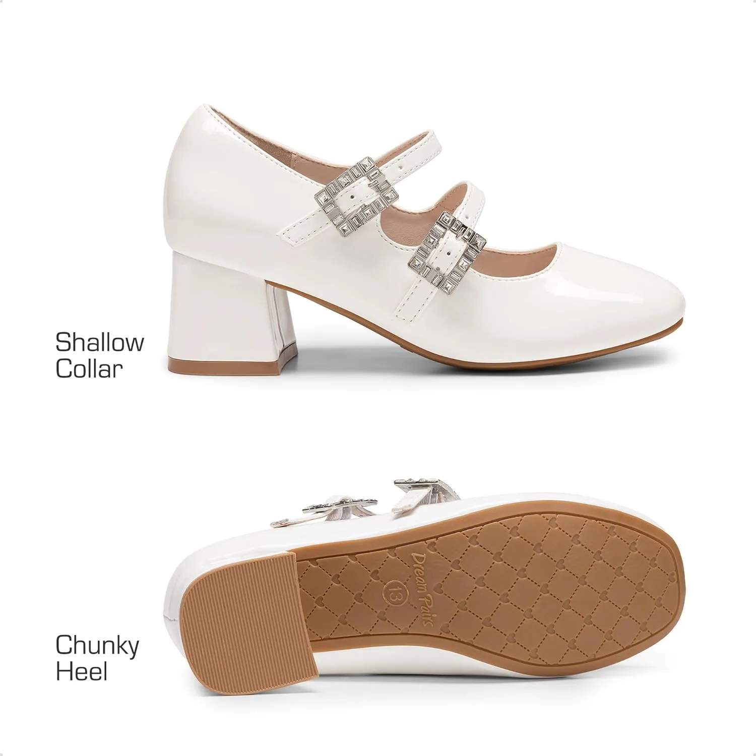 DREAM PAIRS Girls Dress Shoes Mary Jane Double Straps High Heel Easter Wedding Party Church Princess Communion Pumps for Little/Big Kids