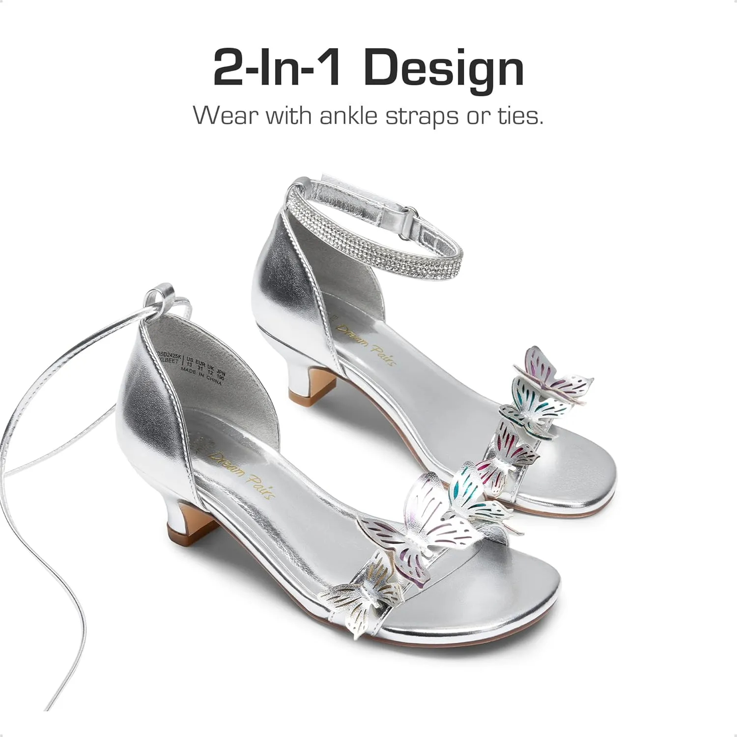 DREAM PAIRS Lace Up Low Heel Sandals for Girls Ankle Strap Dress Pump Strappy Gladiator Wedding Party Shoes for Little Kid/Big Kid