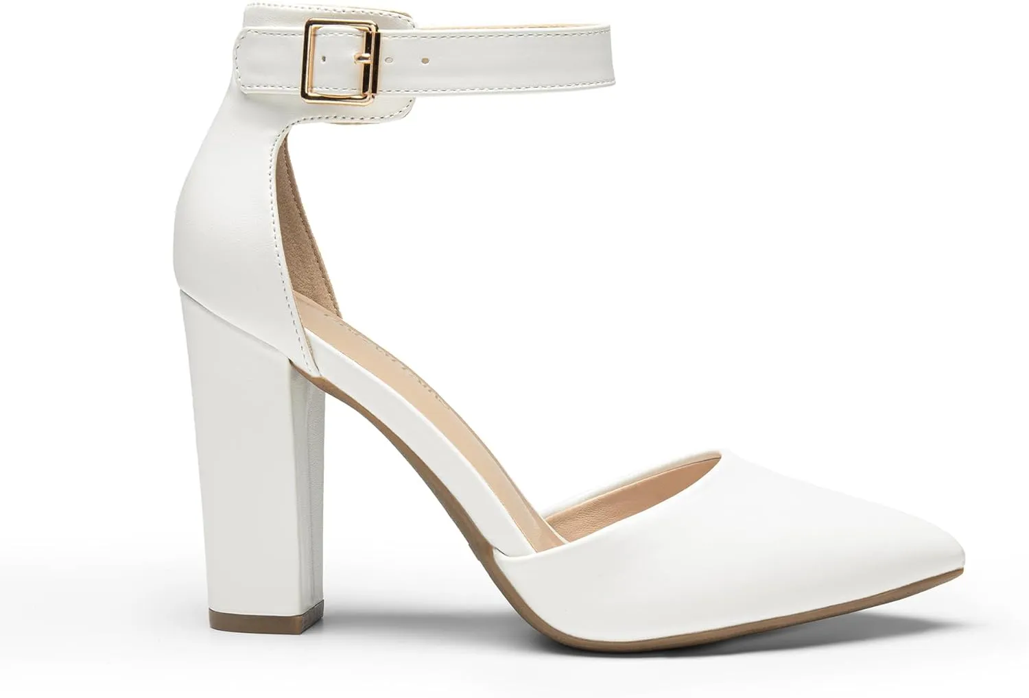 DREAM PAIRS Women's Chunky High Heels Dress Pumps Closed Pointed Toe Block Ankle Strap Shoes for Wedding Party