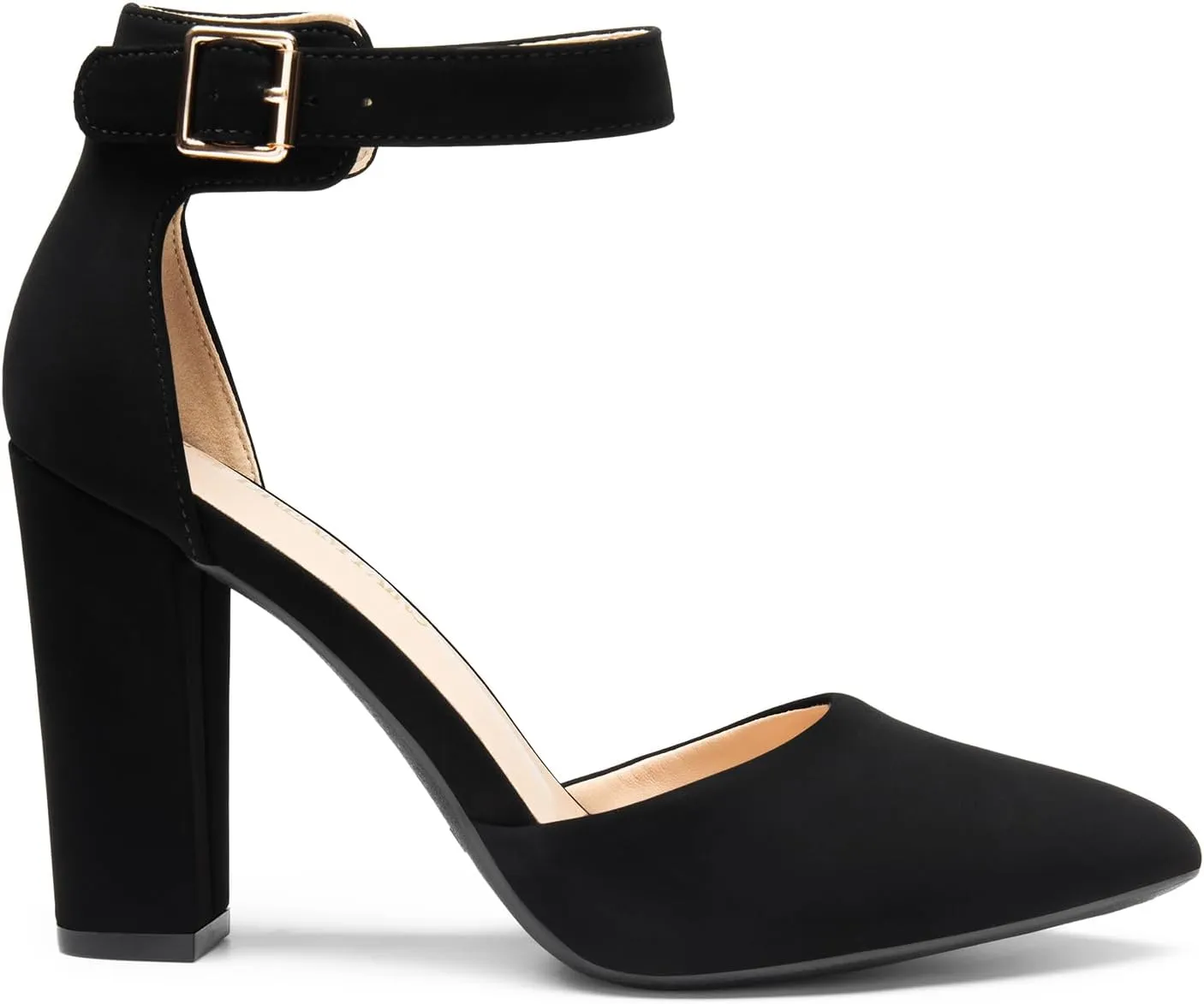 DREAM PAIRS Women's Chunky High Heels Dress Pumps Closed Pointed Toe Block Ankle Strap Shoes for Wedding Party