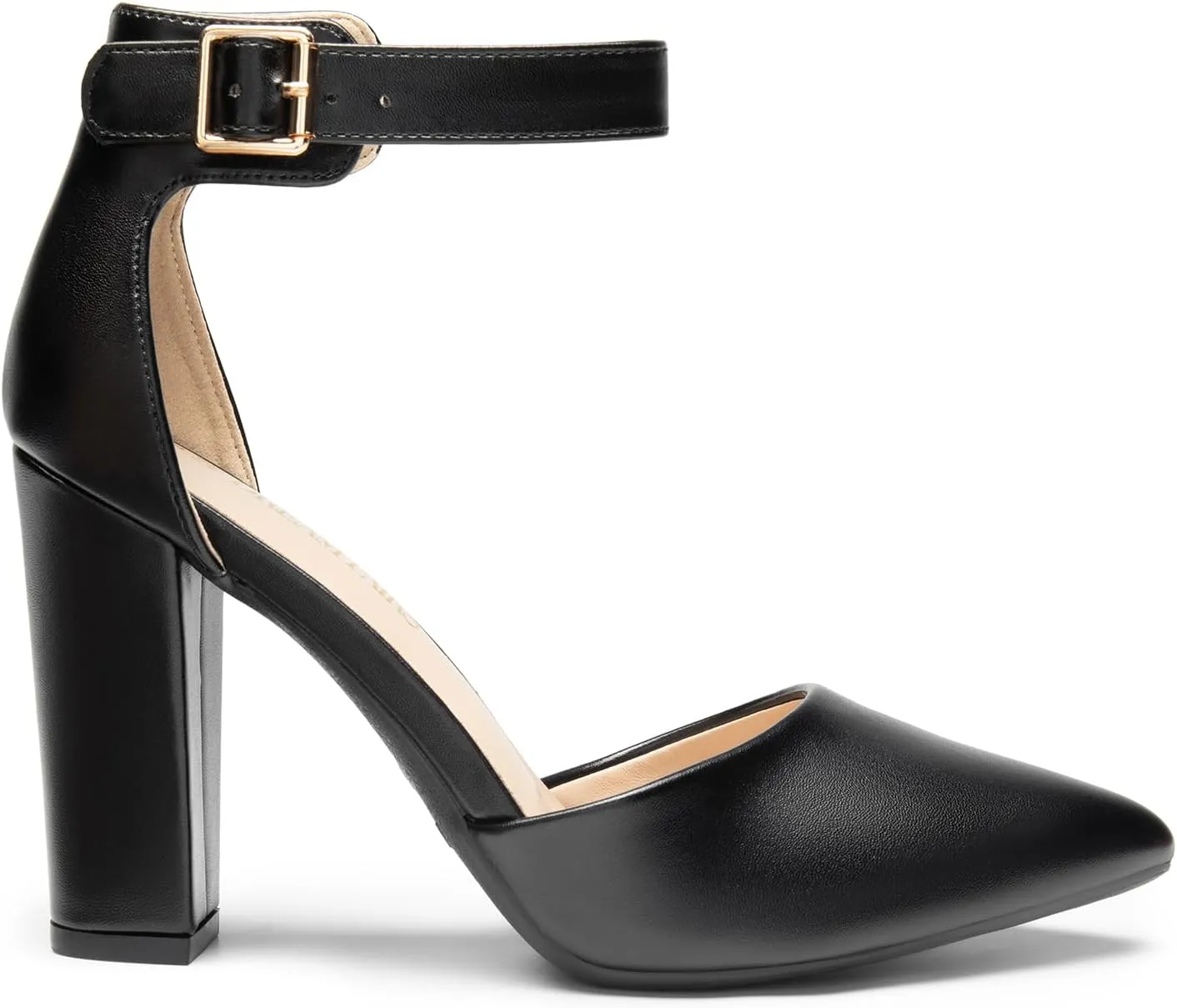 DREAM PAIRS Women's Chunky High Heels Dress Pumps Closed Pointed Toe Block Ankle Strap Shoes for Wedding Party