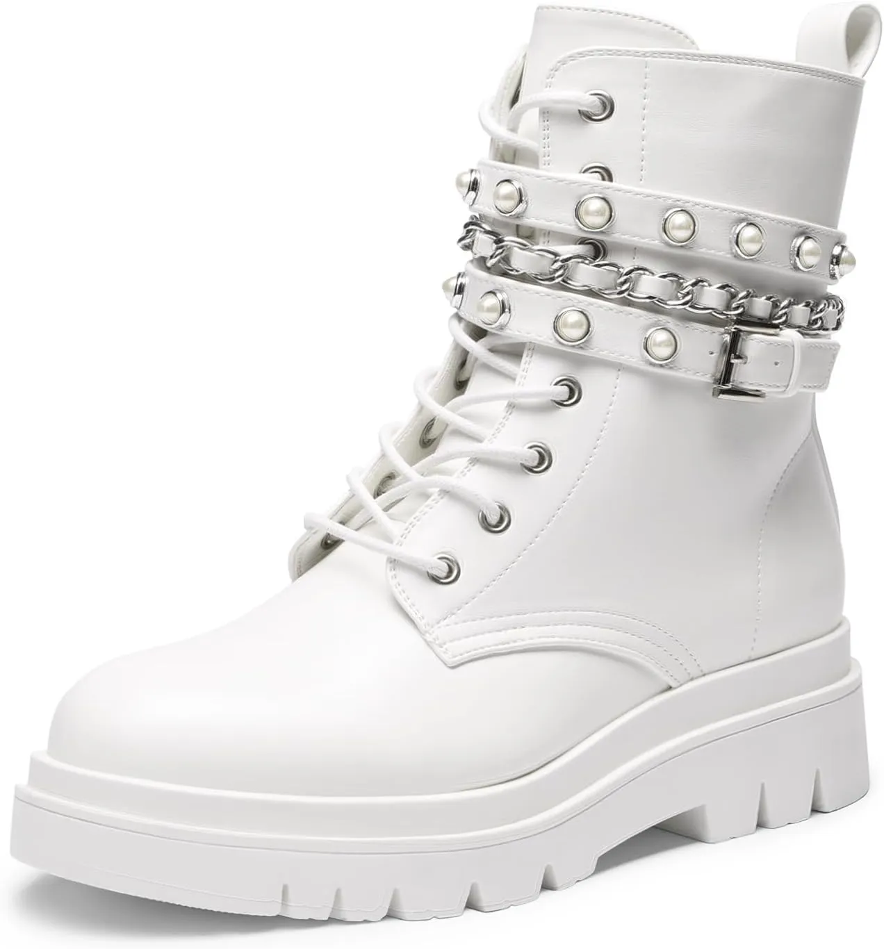 DREAM PAIRS Women's Fashion Platform Combat Boots Lace Up Lug Sole Goth Ankle Booties Shoes