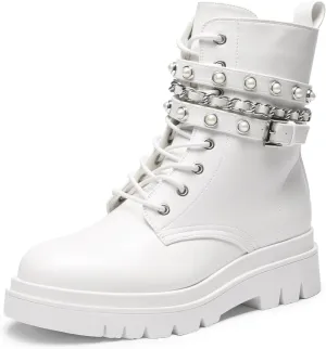 DREAM PAIRS Women's Fashion Platform Combat Boots Lace Up Lug Sole Goth Ankle Booties Shoes