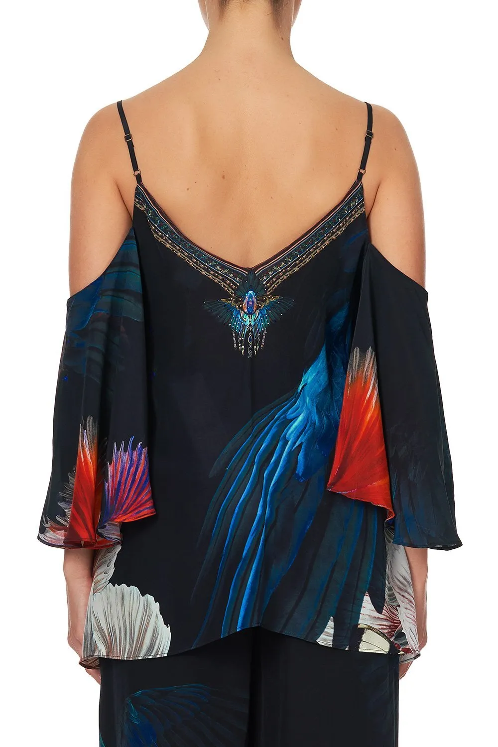 DROP SHOULDER STRAPPY BLOUSE NIGHT FLIGHT
