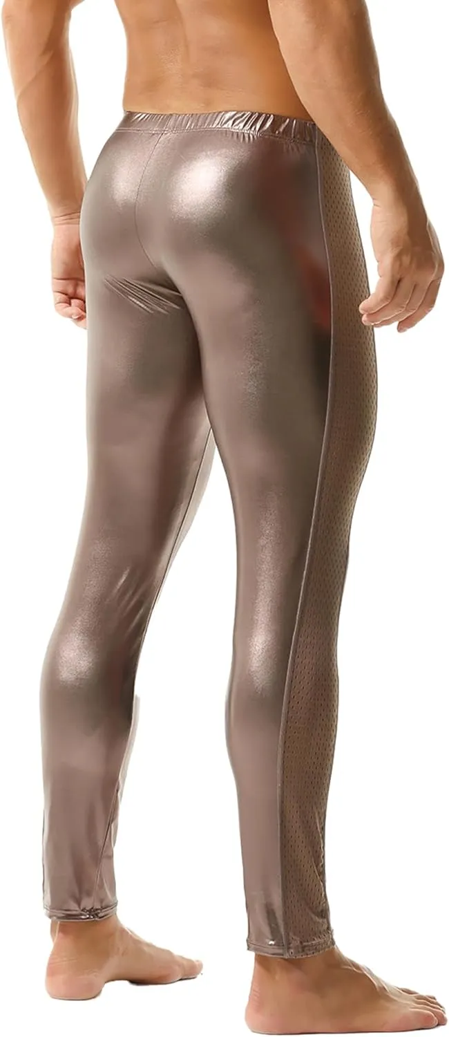 DTODWW Men's Faux Leather Activewear Leggings Slim Fit Tight Pants Long PU Pants Clubwear