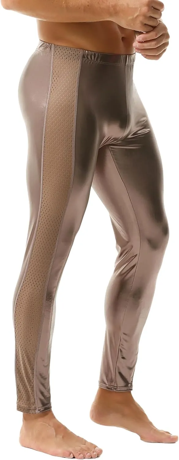 DTODWW Men's Faux Leather Activewear Leggings Slim Fit Tight Pants Long PU Pants Clubwear