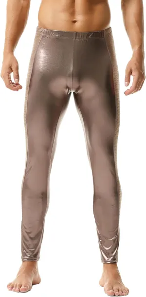DTODWW Men's Faux Leather Activewear Leggings Slim Fit Tight Pants Long PU Pants Clubwear