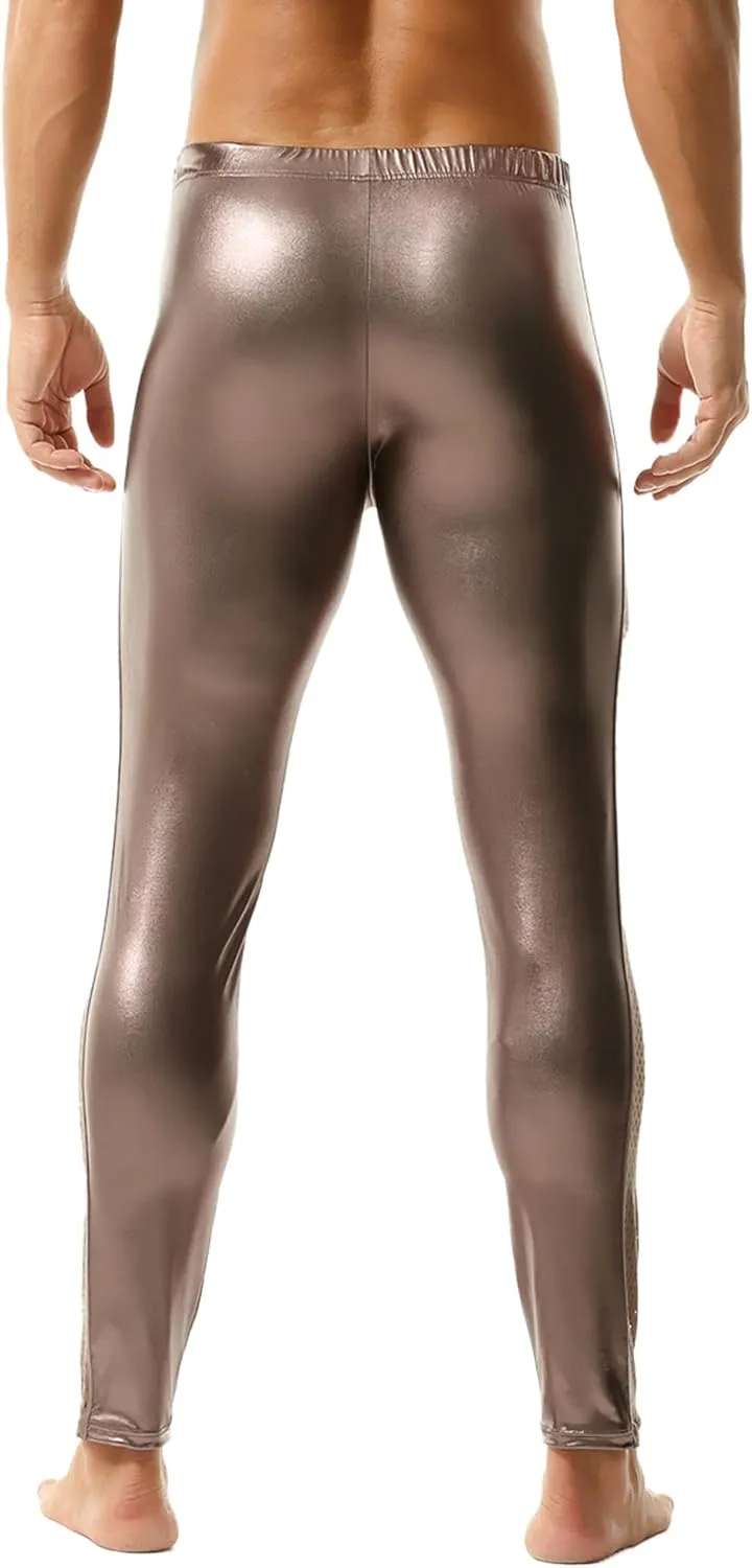 DTODWW Men's Faux Leather Activewear Leggings Slim Fit Tight Pants Long PU Pants Clubwear