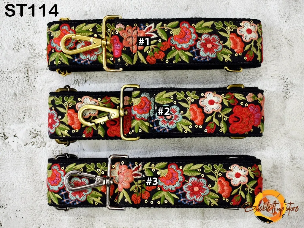 Embroidered Canvas Bag Strap Purse Strap Messenger Crossbody Strap for Purses Handbag Embroidery Replacement Strap Boho Guitar Strap Gift