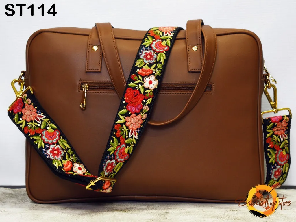 Embroidered Canvas Bag Strap Purse Strap Messenger Crossbody Strap for Purses Handbag Embroidery Replacement Strap Boho Guitar Strap Gift