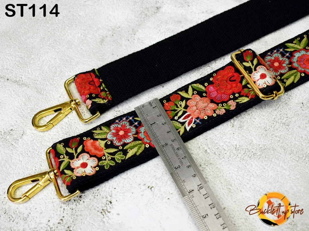Embroidered Canvas Bag Strap Purse Strap Messenger Crossbody Strap for Purses Handbag Embroidery Replacement Strap Boho Guitar Strap Gift