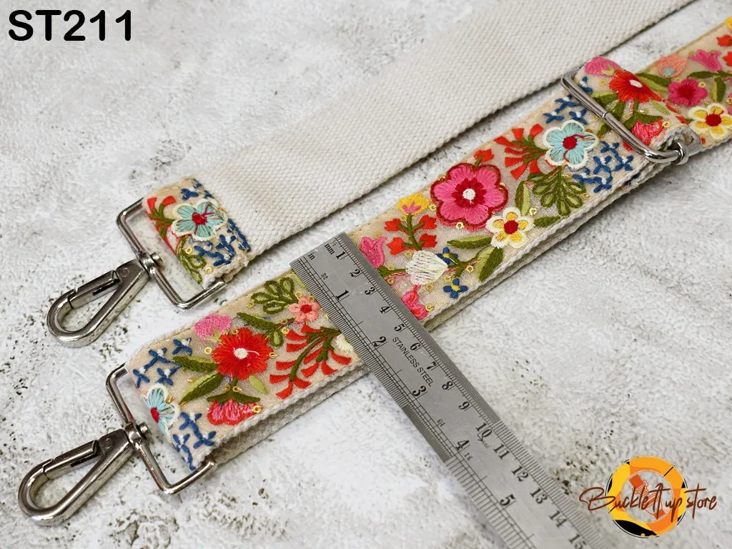 Embroidered Canvas Sling Bag Strap Messenger Crossbody Strap for Purses Handbag Embroidery Replacement Strap Boho Guitar Strap Gift Mother
