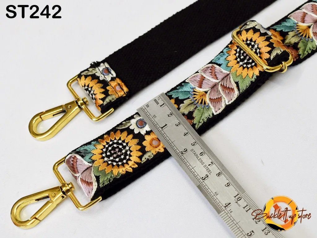 Embroidered Purse Replacement Strap Crossbody Strap for Purses Boho Bags Strap Embroidery Strap Boho Guitar Strap Handbag Strap gift for her