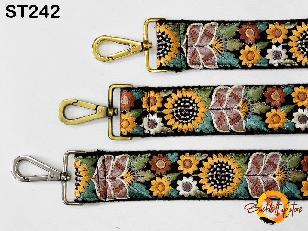 Embroidered Purse Replacement Strap Crossbody Strap for Purses Boho Bags Strap Embroidery Strap Boho Guitar Strap Handbag Strap gift for her