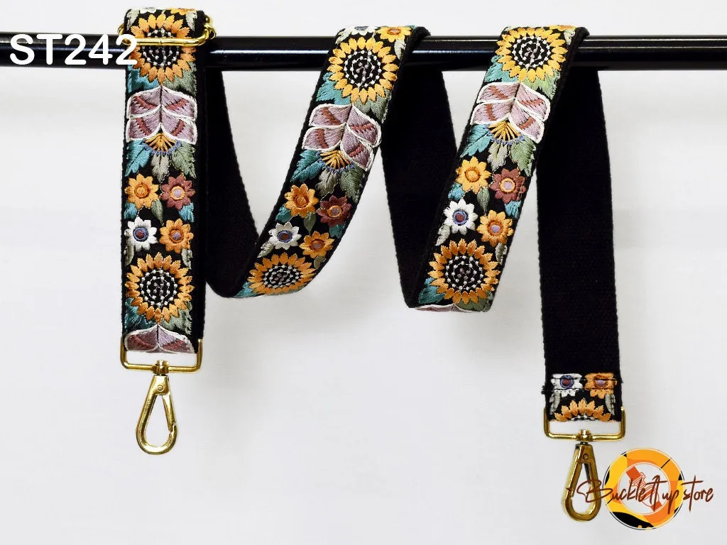 Embroidered Purse Replacement Strap Crossbody Strap for Purses Boho Bags Strap Embroidery Strap Boho Guitar Strap Handbag Strap gift for her