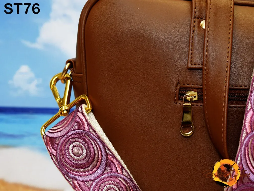 Embroidered Purse Strap Crossbody Strap for Purses Boho Messenger Bags Strap Embroidery Replacement Strap Boho Guitar Strap Handbag Strap