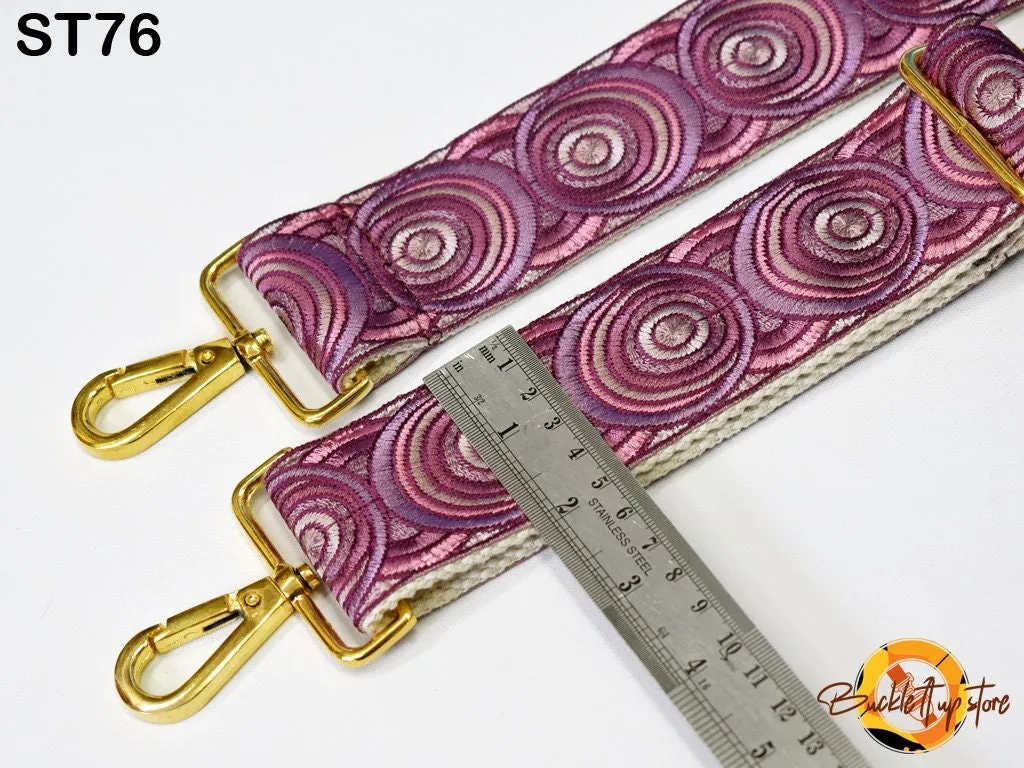 Embroidered Purse Strap Crossbody Strap for Purses Boho Messenger Bags Strap Embroidery Replacement Strap Boho Guitar Strap Handbag Strap