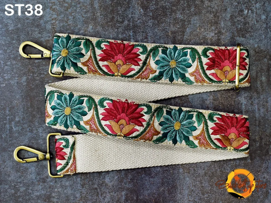 Embroidered Purse Strap Crossbody Strap for Purses Handbag Boho Bag Strap Floral Embroidery Replacement Strap Boho Guitar Strap Gift for her
