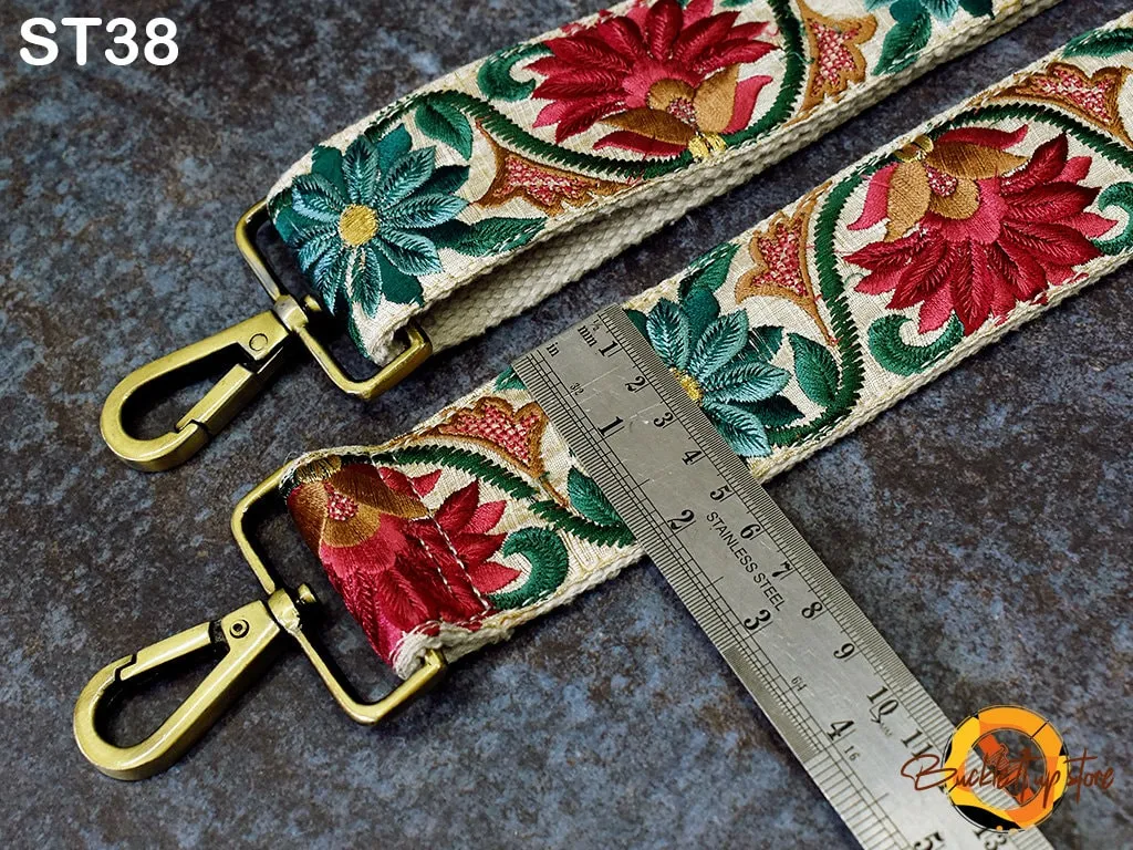 Embroidered Purse Strap Crossbody Strap for Purses Handbag Boho Bag Strap Floral Embroidery Replacement Strap Boho Guitar Strap Gift for her