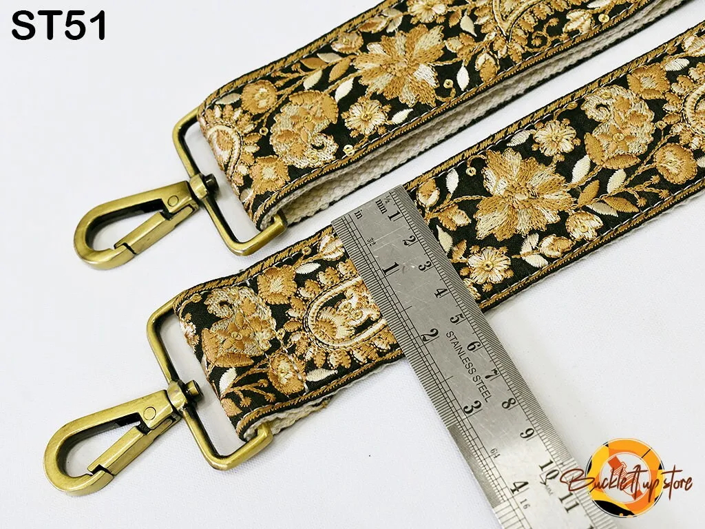Embroidered Purse Strap Crossbody Strap for Purses Handbag Boho Bag Strap Floral Embroidery Replacement Strap Boho Guitar Strap Gift for her