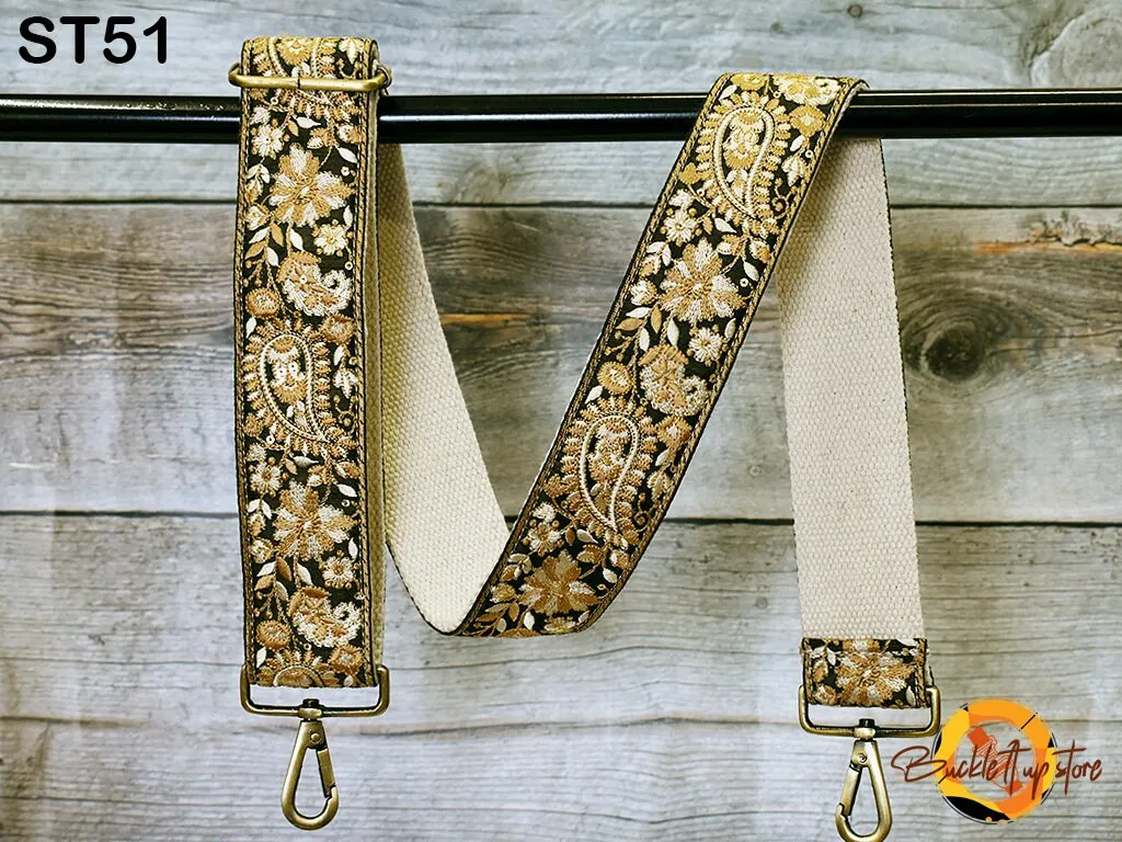 Embroidered Purse Strap Crossbody Strap for Purses Handbag Boho Bag Strap Floral Embroidery Replacement Strap Boho Guitar Strap Gift for her