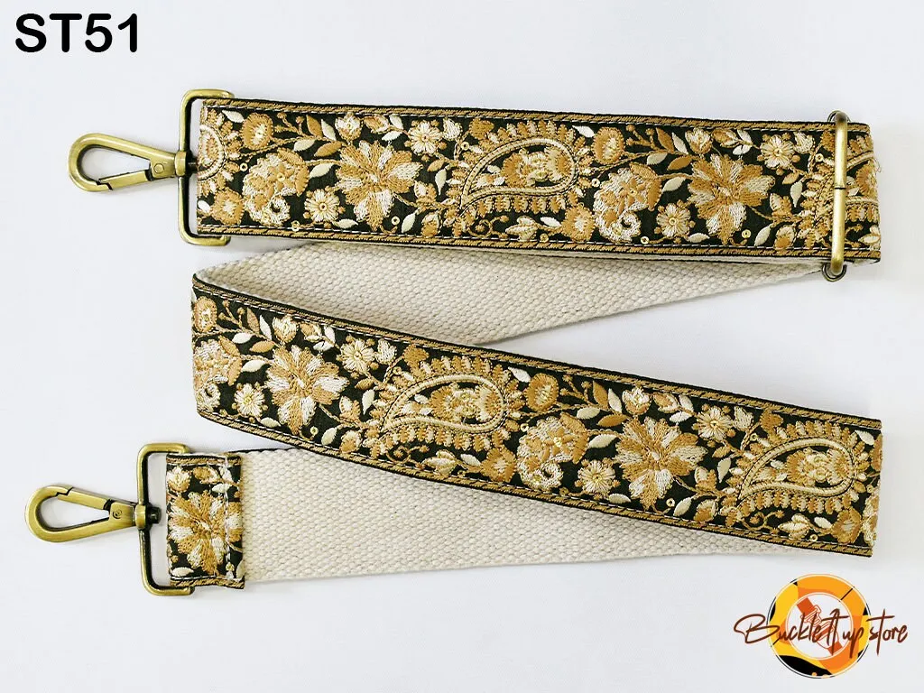 Embroidered Purse Strap Crossbody Strap for Purses Handbag Boho Bag Strap Floral Embroidery Replacement Strap Boho Guitar Strap Gift for her