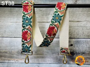 Embroidered Purse Strap Crossbody Strap for Purses Handbag Boho Bag Strap Floral Embroidery Replacement Strap Boho Guitar Strap Gift for her