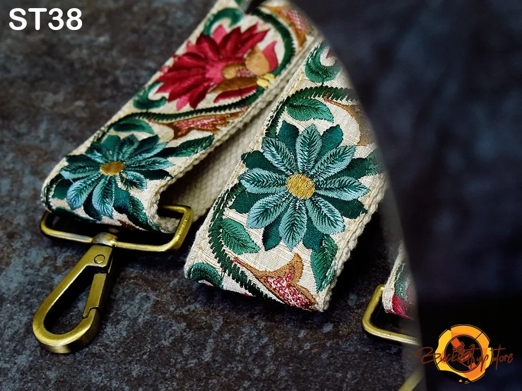 Embroidered Purse Strap Crossbody Strap for Purses Handbag Boho Bag Strap Floral Embroidery Replacement Strap Boho Guitar Strap Gift for her