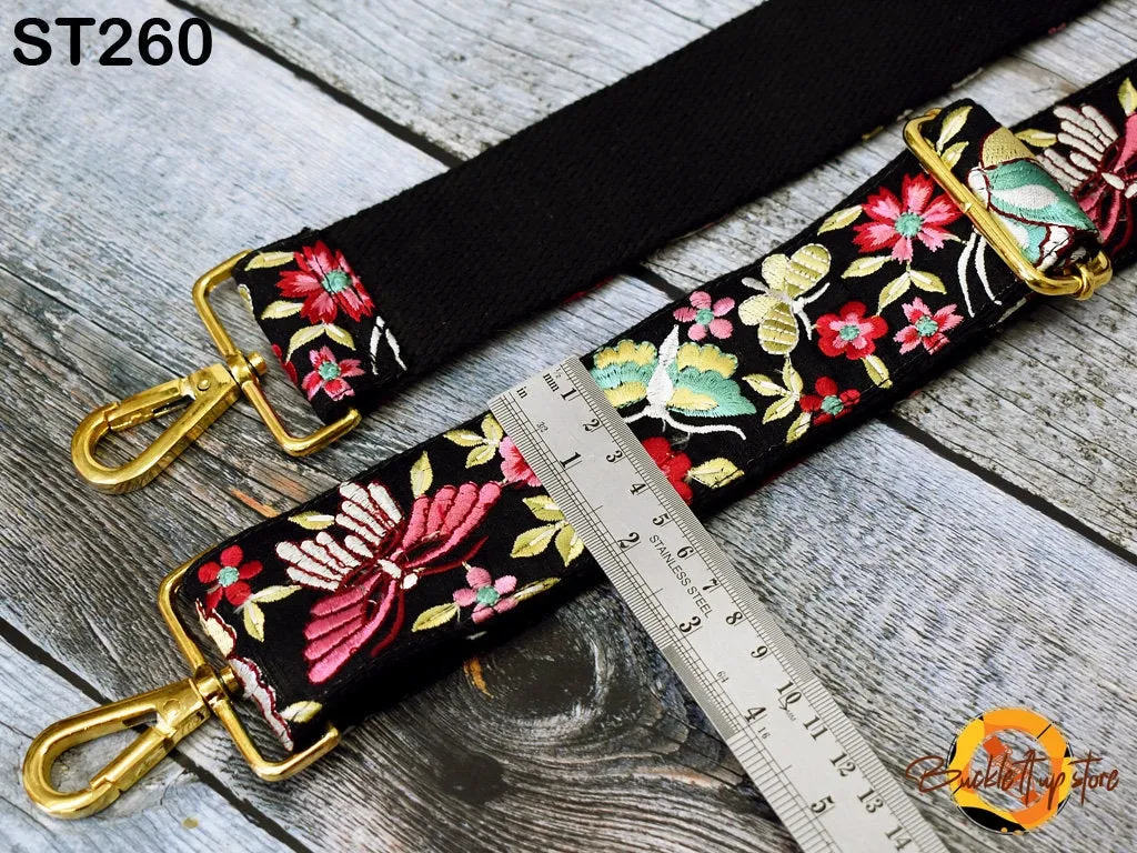 Embroidery Adjustable Camera Strap Crossbody Strap for Purses Embroidered Handbag Boho Bag Strap Replacement Strap Guitar Strap Gift for her