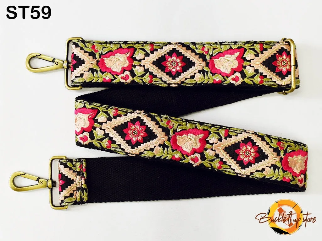 Embroidery Replacement Strap Purse Strap Crossbody Strap for Purses Embroidered Boho Bags Strap Boho Guitar Strap Handbag Strap gift for her