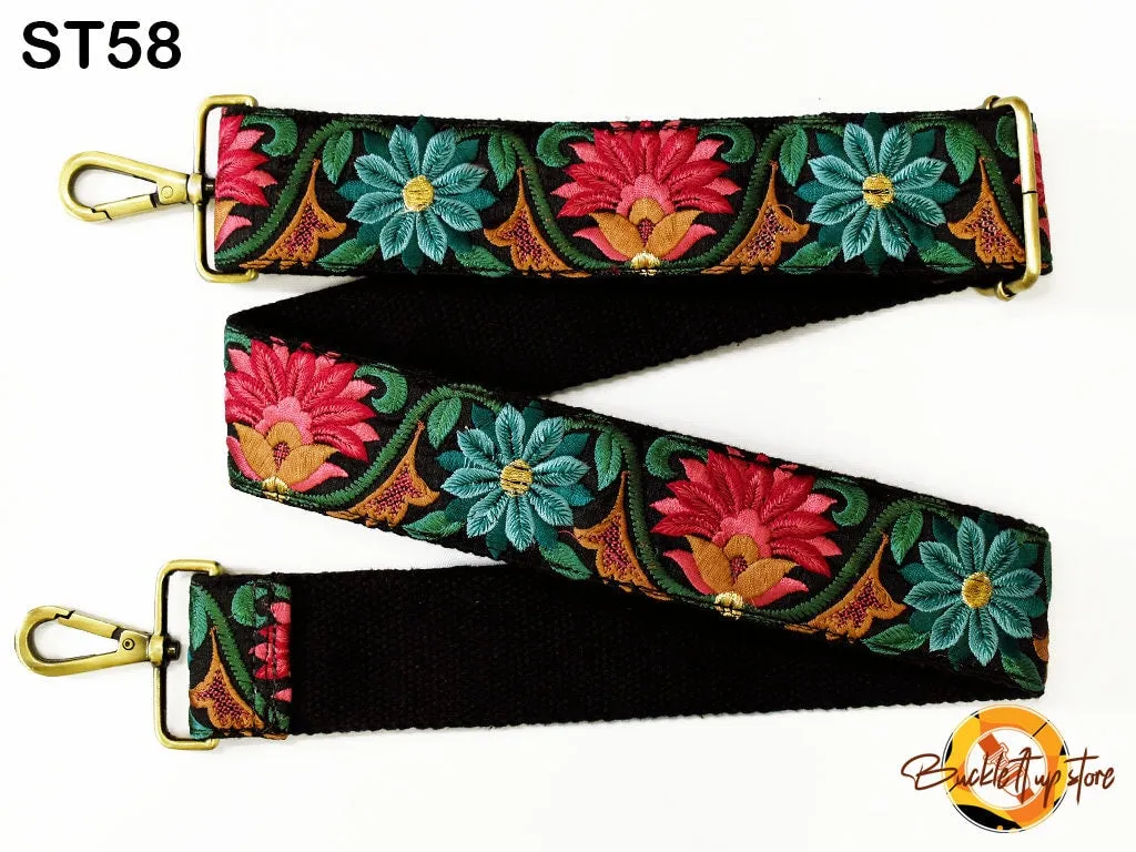 Embroidery Replacement Strap Purse Strap Crossbody Strap for Purses Embroidered Boho Bags Strap Boho Guitar Strap Handbag Strap gift for her