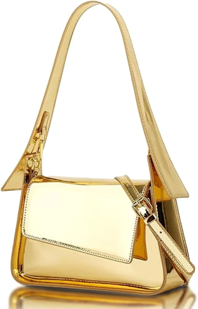 Evening Bag for Women, Hobo Bag Clutch Y2K Shinny Purse Tote Handbag Shoulder Metallic Purse Crossbody