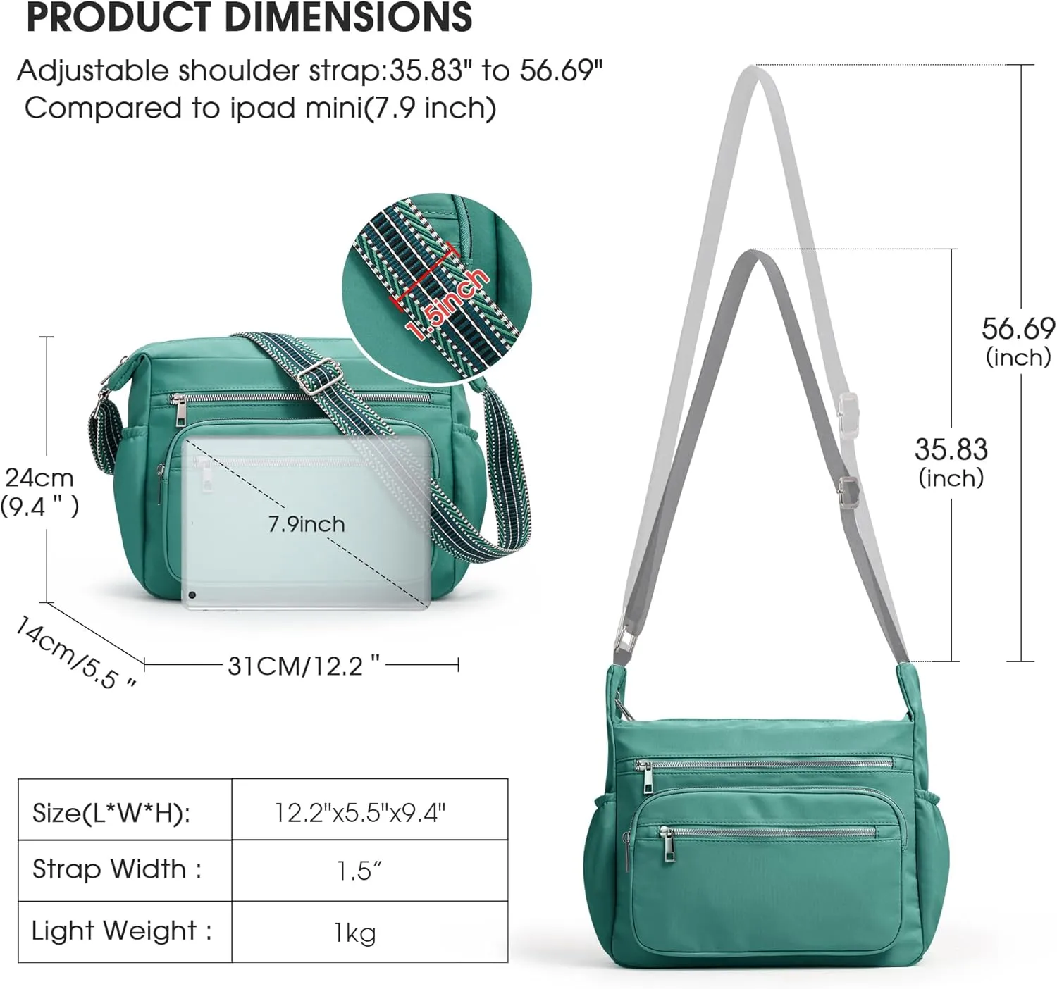 Fancy Forest Tote Bag for Women - Shoulder Handbag Bag with Multiple Pockets, Crossbody Purse for Ladies' Travel, Work