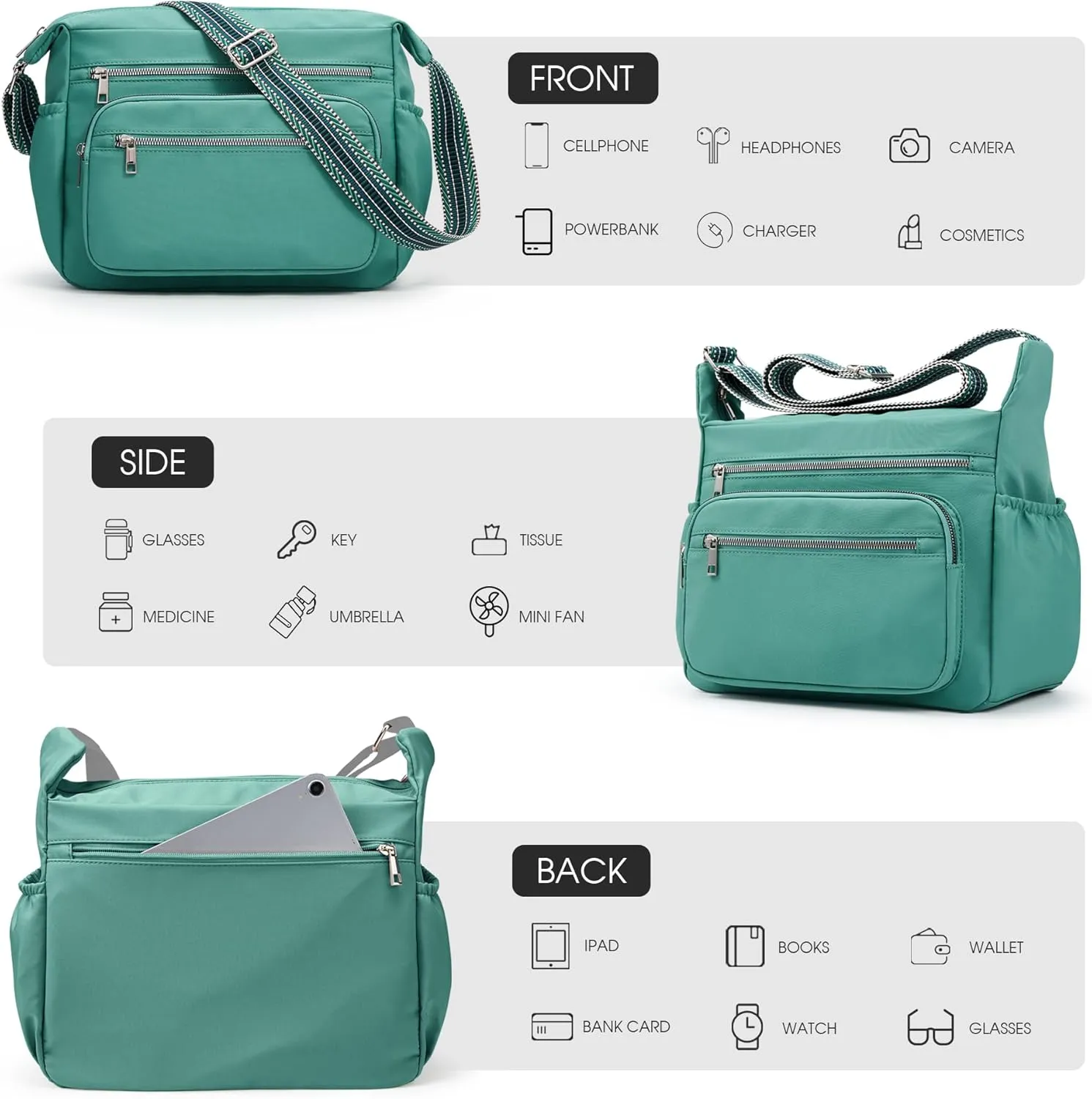 Fancy Forest Tote Bag for Women - Shoulder Handbag Bag with Multiple Pockets, Crossbody Purse for Ladies' Travel, Work