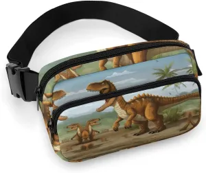 Fanny Pack for Men Women Jurassic Period Dinosaur Belt Bag Lightweight Waist Bag Pack Full Printed Pack With Adjustable Strap For Running Hiking Travel