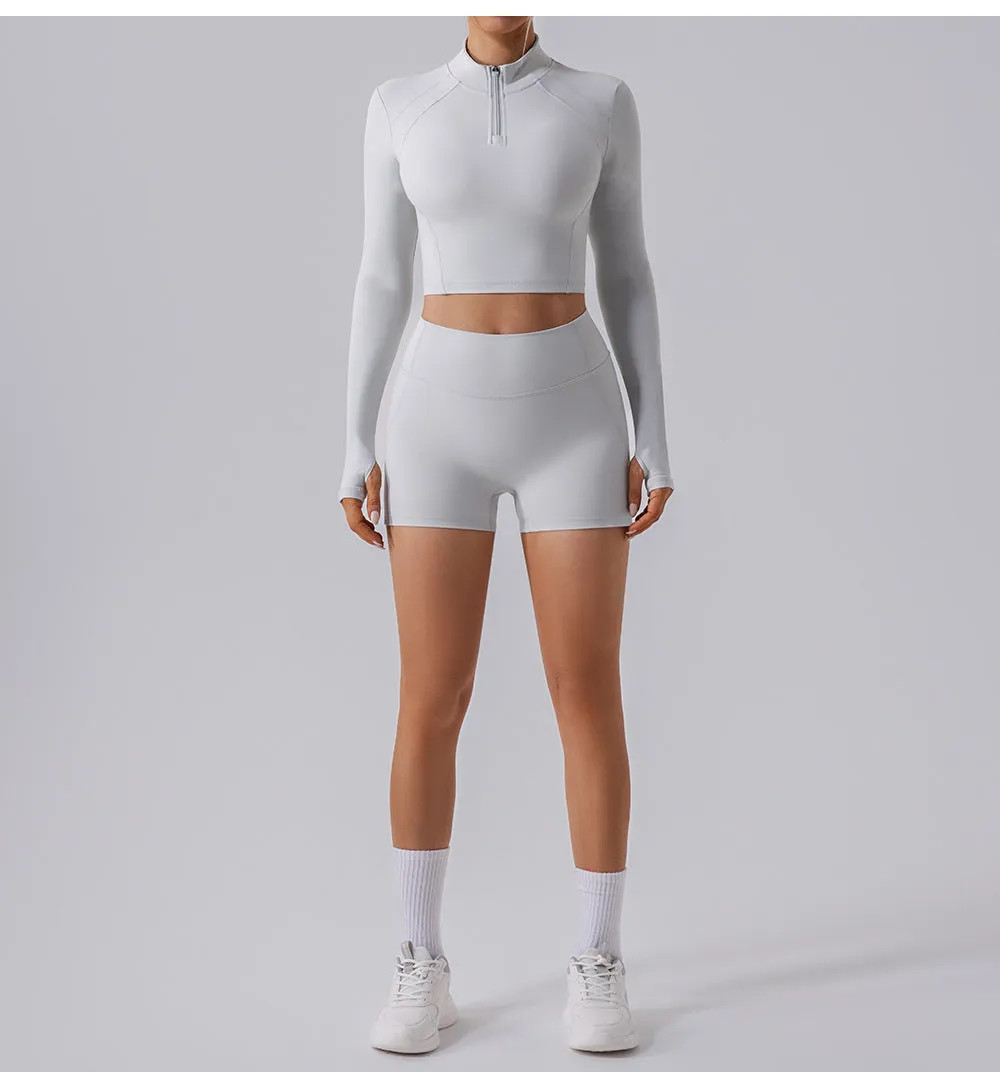 Farah Half Zip Longsleeve Top & Shorts Set