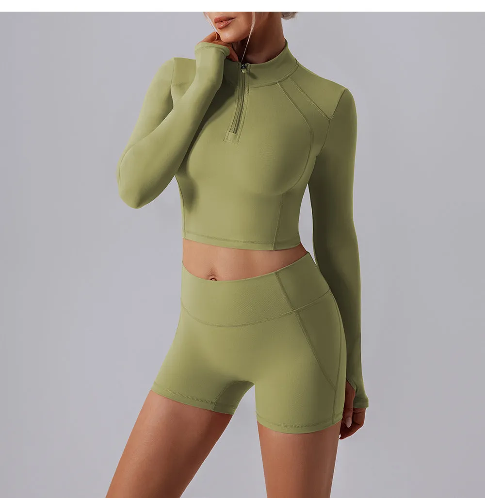 Farah Half Zip Longsleeve Top & Shorts Set