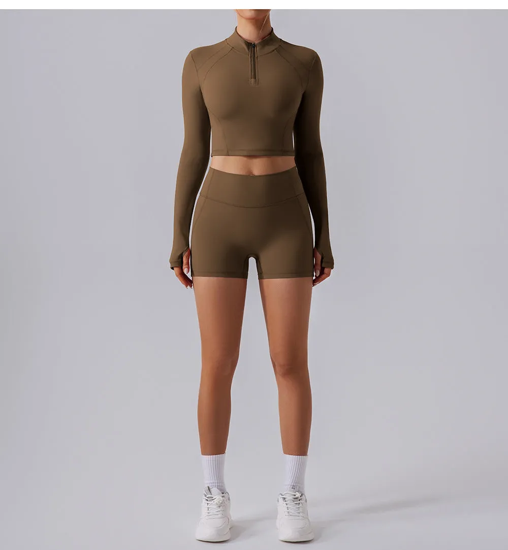 Farah Half Zip Longsleeve Top & Shorts Set
