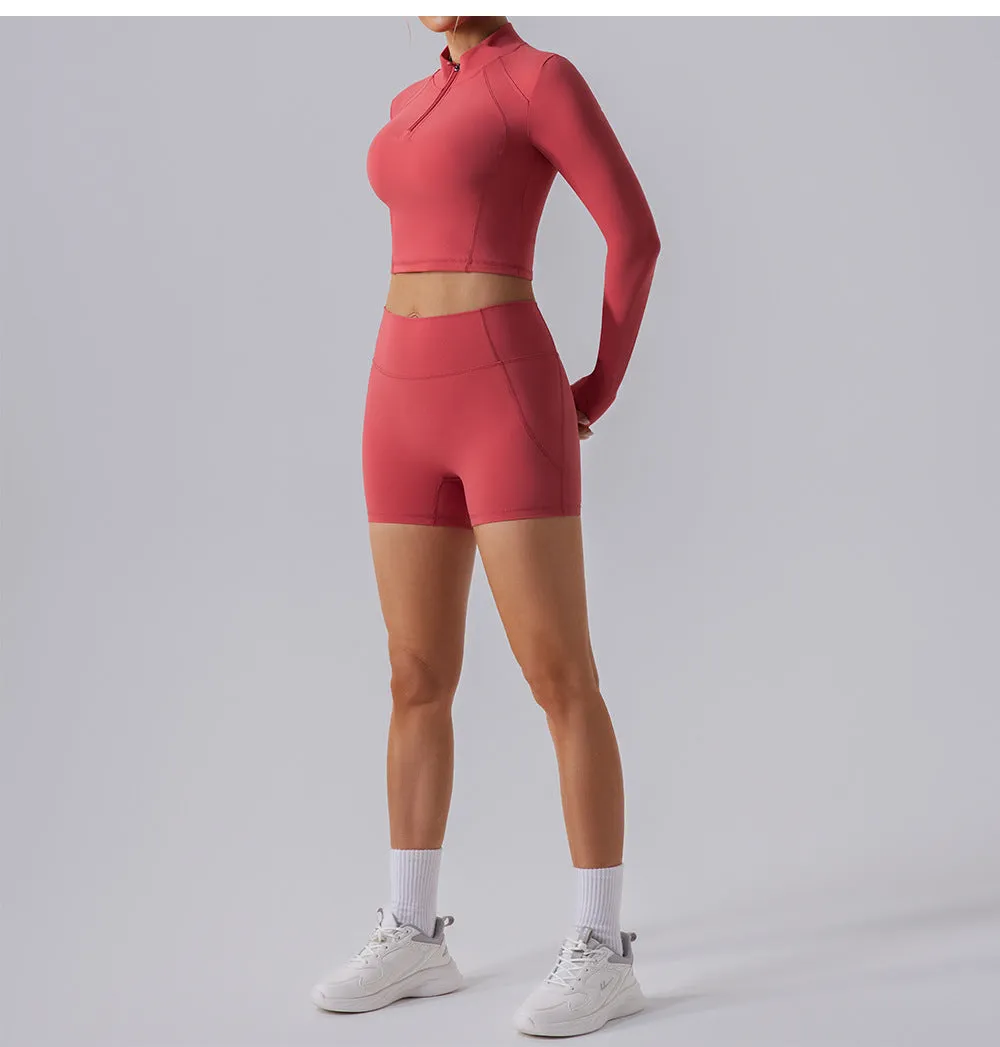 Farah Half Zip Longsleeve Top & Shorts Set