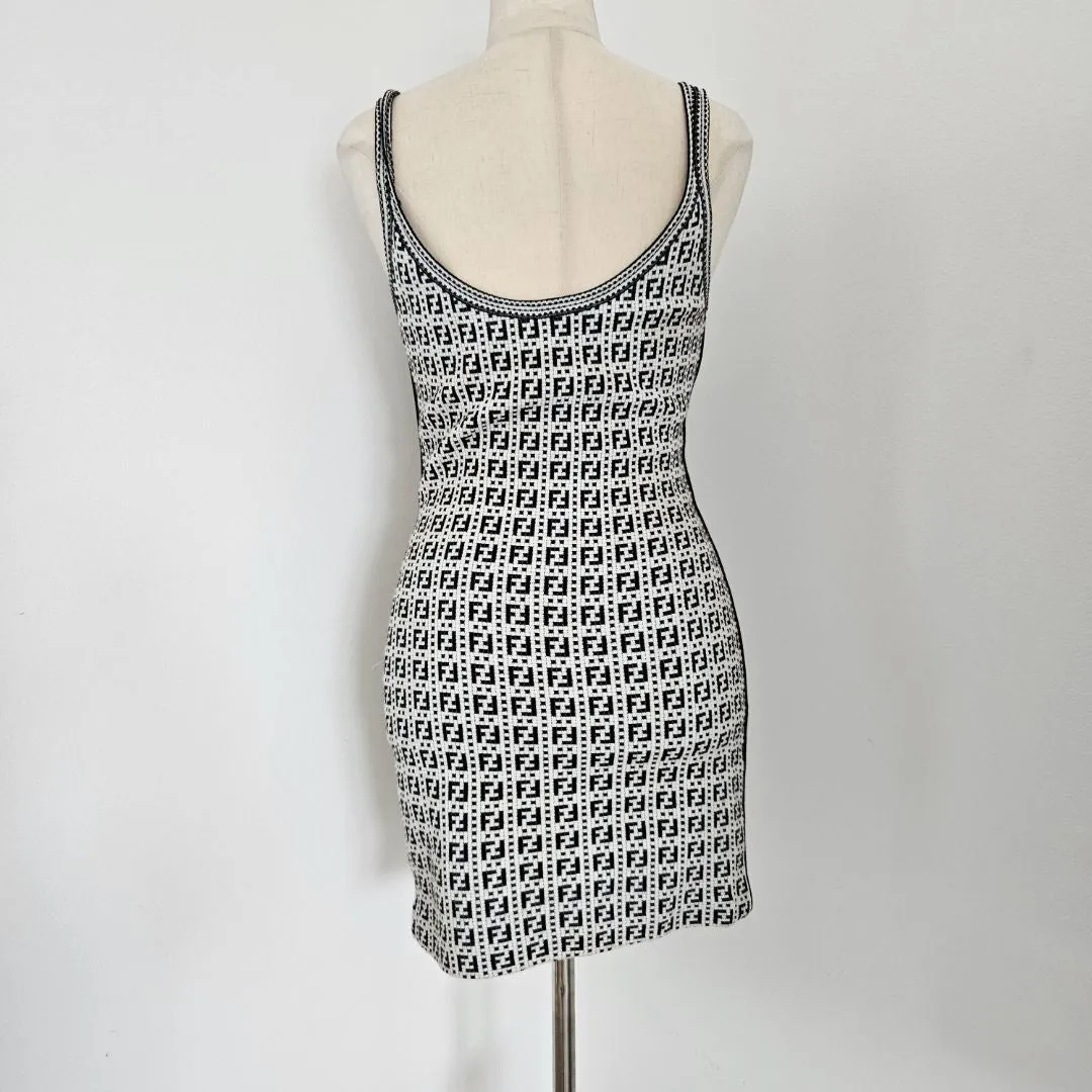 Fendi FF black and white strappy mini dress