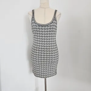 Fendi FF black and white strappy mini dress