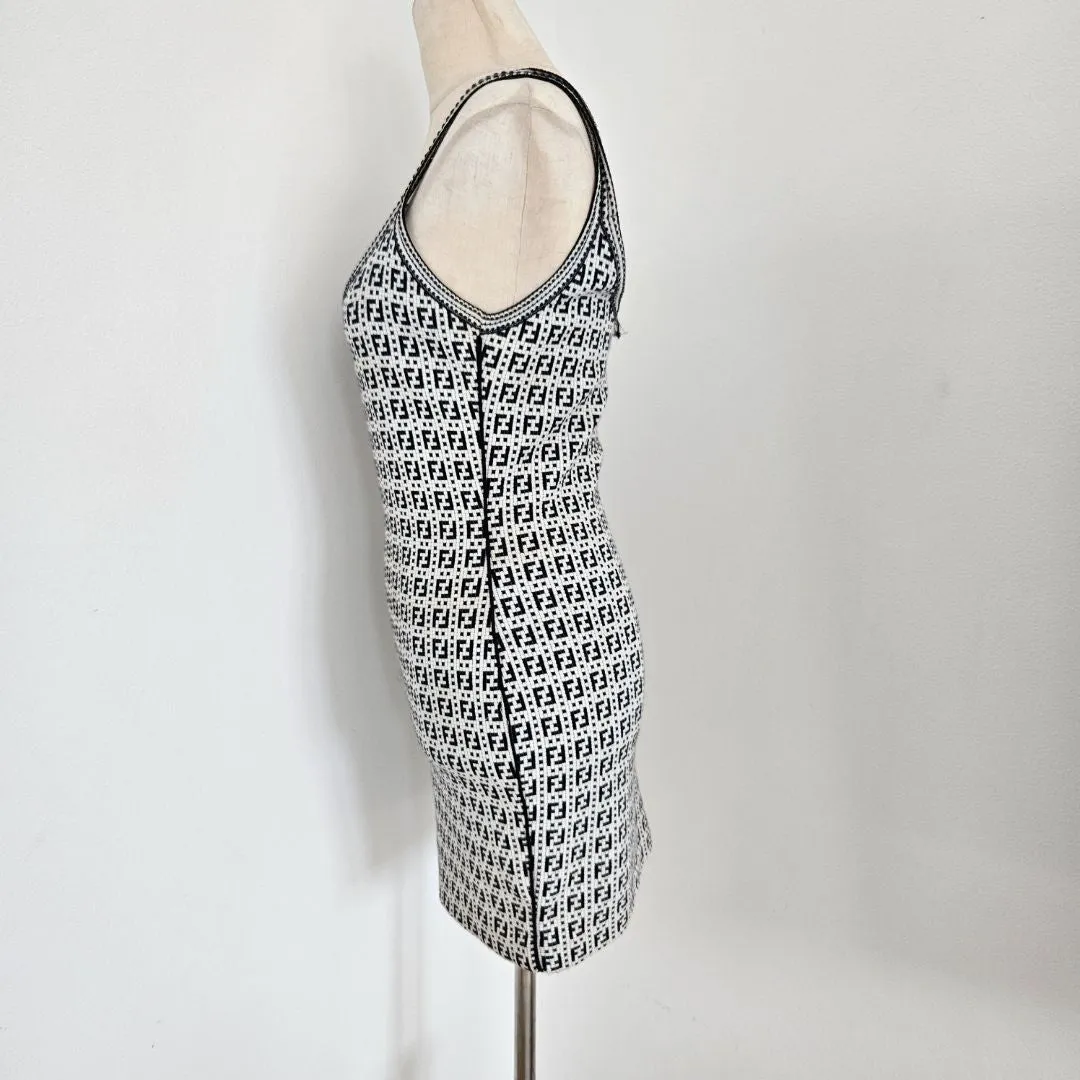 Fendi FF black and white strappy mini dress
