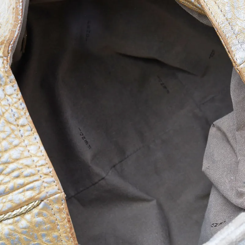 Fendi Metallic Gold Leather Holographic Textured Spy Hobo