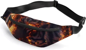 Fire Tiger Crossbody Fanny Pack Waist Packs Adjustable Shoulder Bags Sling Bag for Hiking Running Cycling