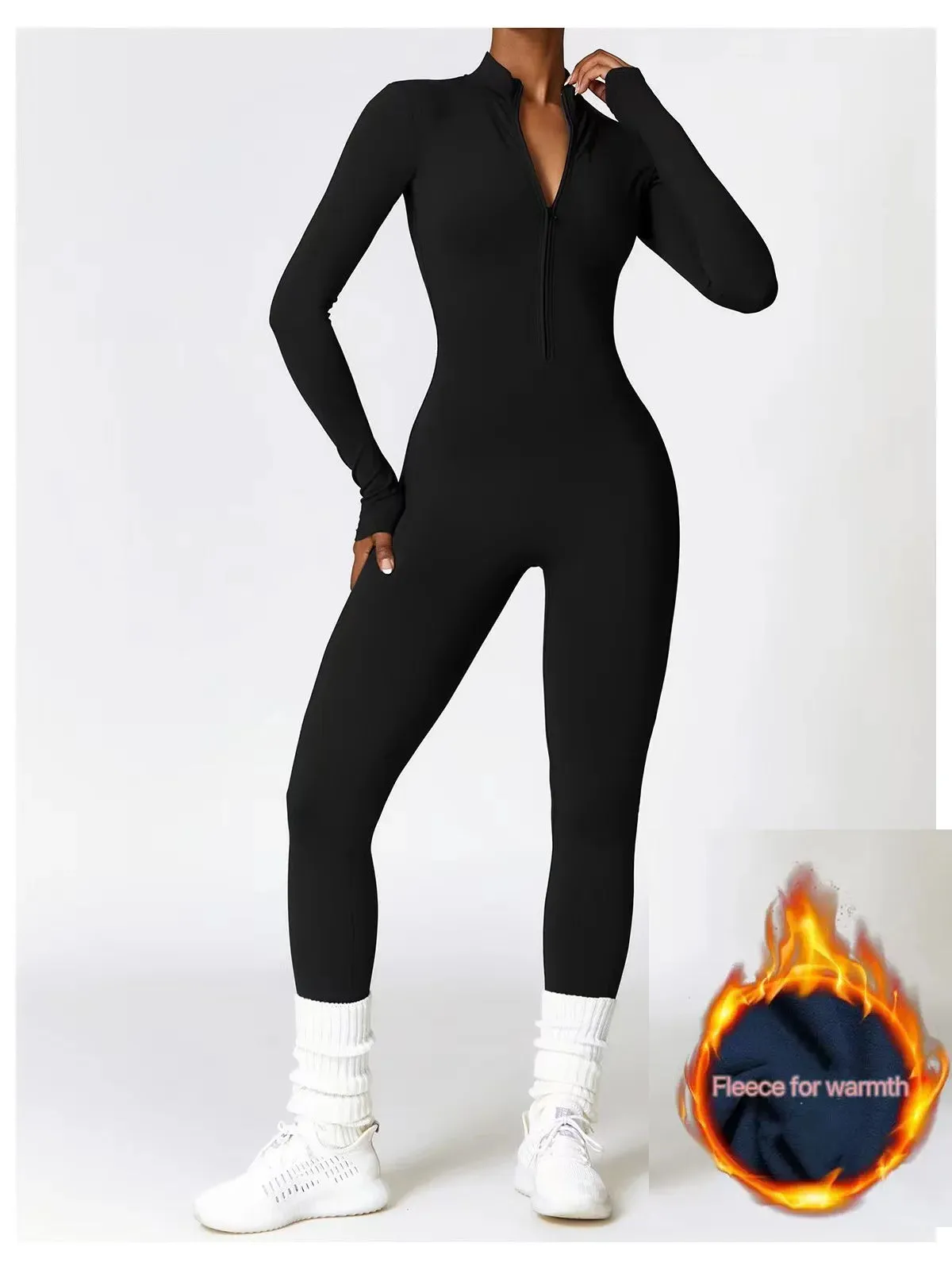 Fleeced Warm Longsleeve Jumpsuit (Size down)