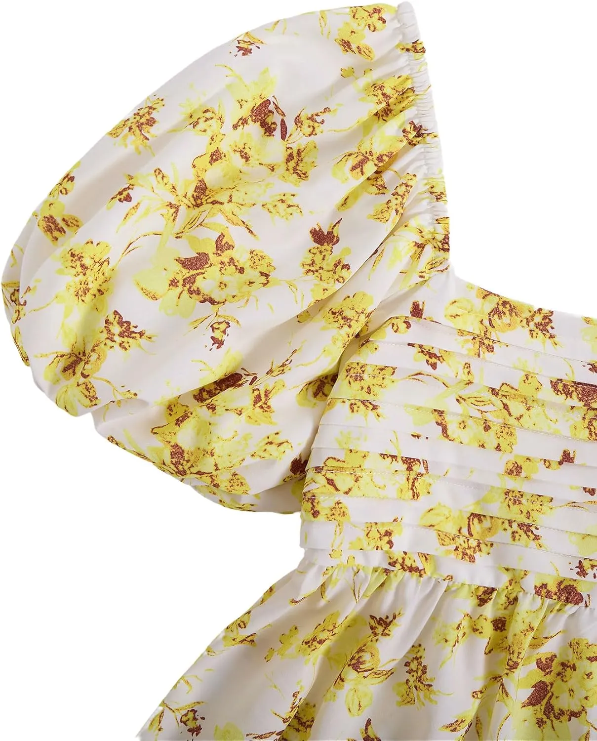 Floerns Women's Floral Print Bubble Sleeve Dress Square Neck Holiday A Line Mini Dresses