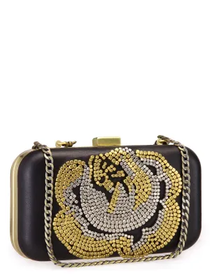 Floral Metal Beaded Clutch